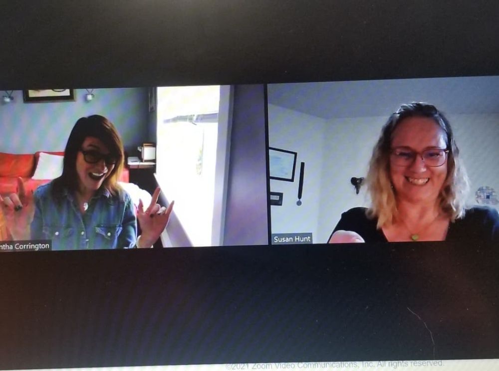 2021 UVIC Presentation to CYC students (Sam and Sue reunited!  We worked in a group home together for Hollyburn Family Services circa 1997)